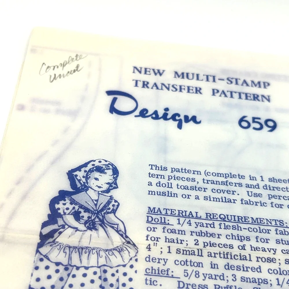 Vintage Mail Order Doll Toaster Cover‎ Transfer Pattern #659